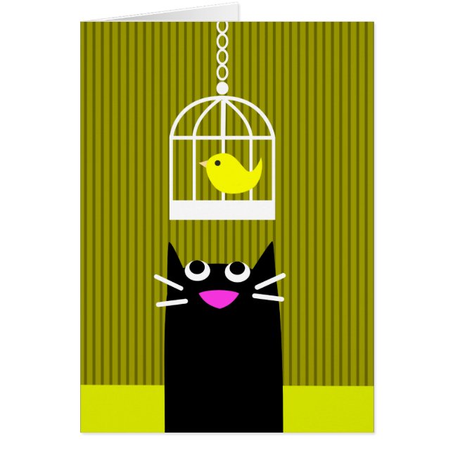 Svart katt och gultfågel OBS kort (Framsidan)