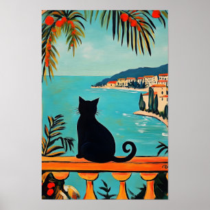 Svart katt och hav poster