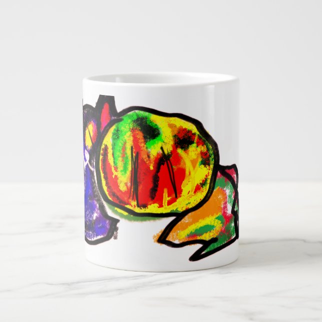 Svart katt- och höstkatt- roligt jumbo mugg (Framsidan)