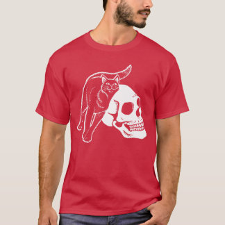 Svart katt och humant Skeleton Skullstrupe och H T Shirt
