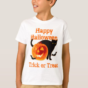 Svart katt och jack-o-lantern bus eller godis tröja