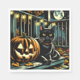 Svart katt och Jack-O-Lantern Halloween Pappersservett