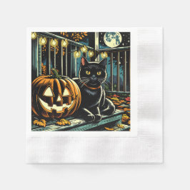 Svart katt och Jack-O-Lantern Halloween Pappersservett