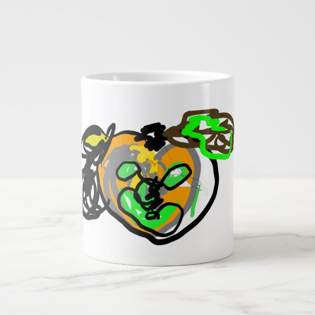 Svart katt och Jack o lantern latte Jumbo Mugg (Framsidan)