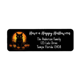 Svart katt och Jack-o-lyktor Returadress Etikett
