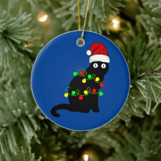 Svart Katt och Jul Ljus Ornament