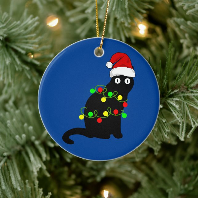 Svart Katt och Jul Ljus Ornament (Träd)