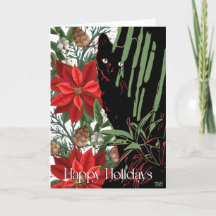 Svart katt och julstjärna-design helgkort