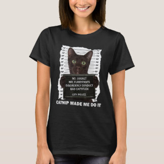 Svart katt och kattmynta rolig för kattpappa, katt t shirt