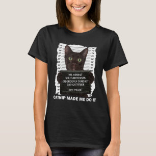 Svart katt och kattmynta Roligt för kattpappa, kat T Shirt