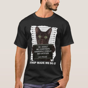 Svart katt och kattmynta Roligt för kattpappa, kat T Shirt