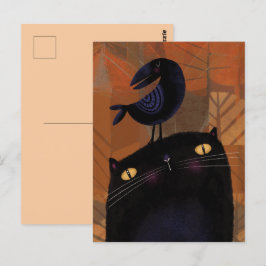 Svart katt och Kråka Vykort