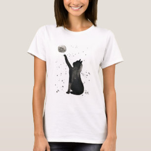 Svart katt och måne vattenskikt t shirt