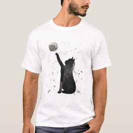 Svart katt och måne vattenskikt t shirt
