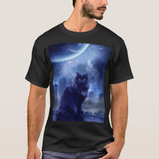 svart katt och månljus för män t shirt