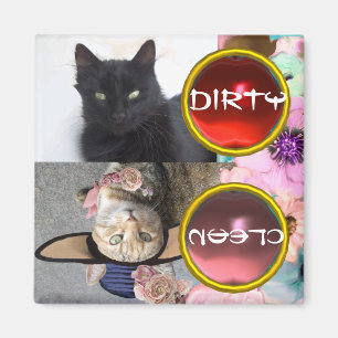 SVART KATT OCH PRINCESS TATUS SMUTSA NER RENGÖRIN MAGNET