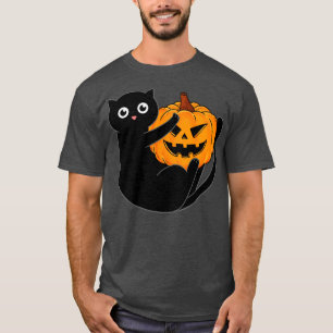 Svart katt och pumpa t shirt
