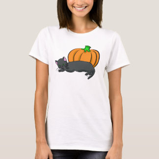 Svart katt och pumpa tee