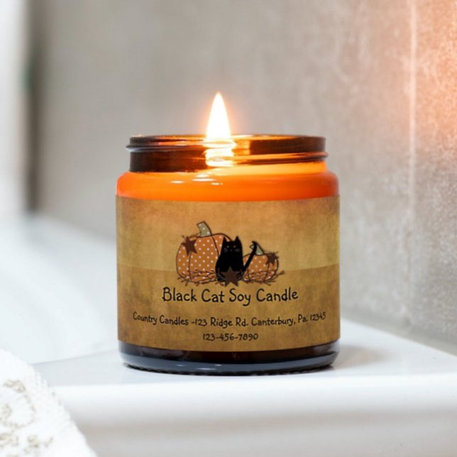 Svart katt- och pumpetikett fraktsedel (Skapare uppladdad)