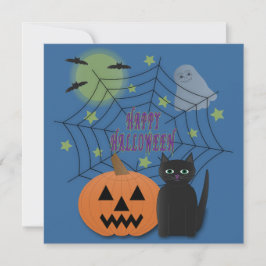 Svart Katt och Pumpkin, inte Scary Halloween Inbjudningar