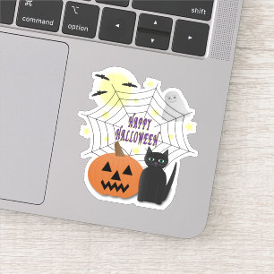 Svart Katt och Pumpkin, inte Scary Halloween Klistermärken