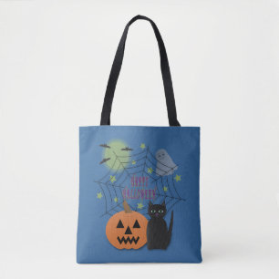 Svart Katt och Pumpkin, inte Scary Halloween Tygkasse