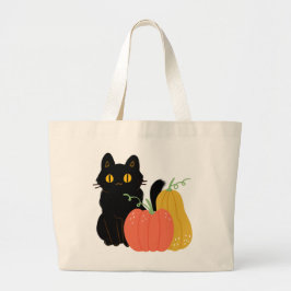 Svart katt och pumpkins jumbo tygkasse
