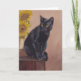 Svart Katt- och solrosfärgskort Kort