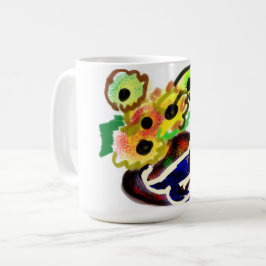 Svart Katt och Solrosor Kaffemugg