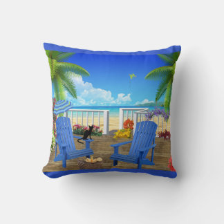 Svart katt och strandkudde kudde