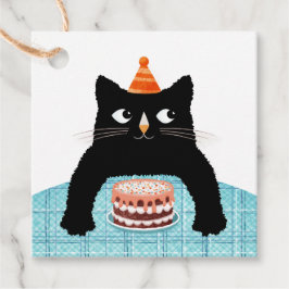 Svart katt och tårta gåvor etiketter