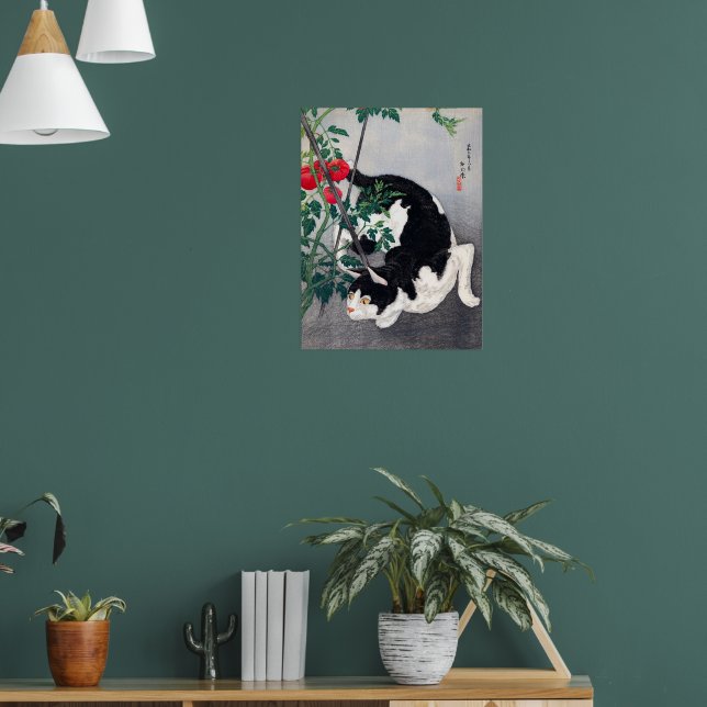 Svart katt och tomatplanta Takahashi Hiroaki 1931 Poster (Vardagsrum 1)