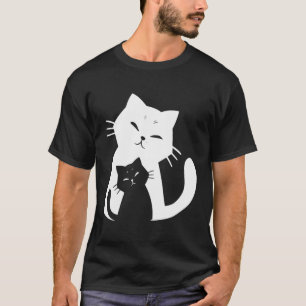 Svart katt och vit katt t shirt