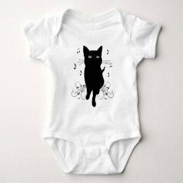 Svart katt omgiven av viskande toner av musik t shirt