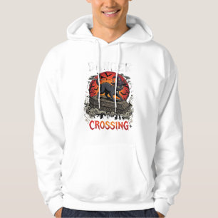 Svart katt övergång Halloween häxa hatt kista Hoodie