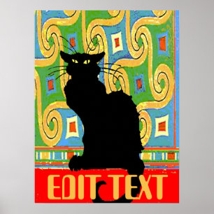 Svart katt på Abstrakt Tapet, redigera text Poster