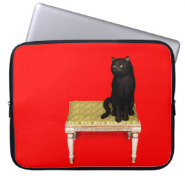 Svart katt på avföringen laptop sleeve