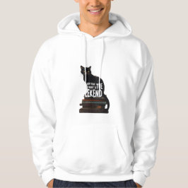 Svart katt på Bokar "Hoppa till Helg" Hoodie