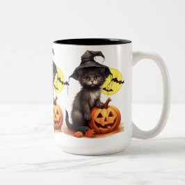 Svart Katt På En Jack Två-Tonad Mugg