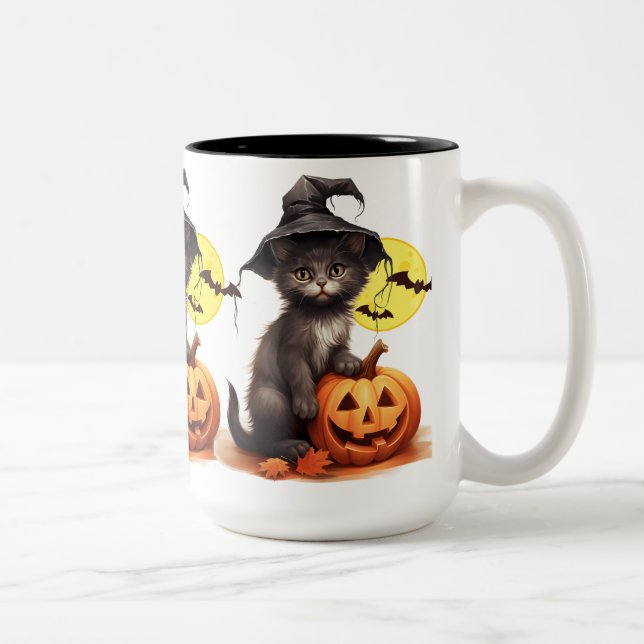Svart Katt På En Jack Två-Tonad Mugg (Höger)