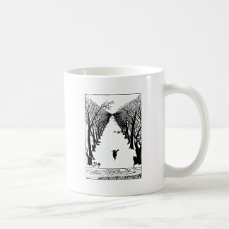 Svart katt på ett ensamt slingakonstverk kaffemugg
