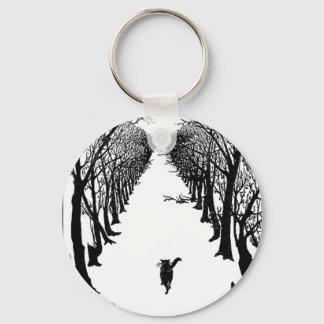 Svart katt på ett glatt spår nyckelring