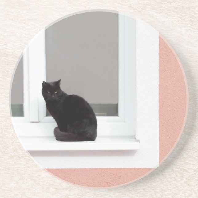 Svart katt på korall underlägg (Framsidan)