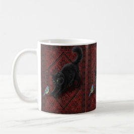 Svart katt på marockansk matta  kaffemugg