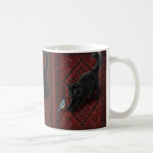 Svart katt på marockansk matta  kaffemugg (Höger)
