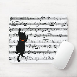 Svart katt på musik musmatta