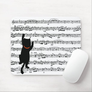 Svart katt på musik musmatta