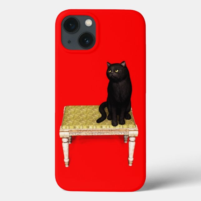 Svart katt på pall Case-Mate iPhone-fodral (Baksida)