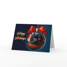 Svart katt på prydnadsjulkort