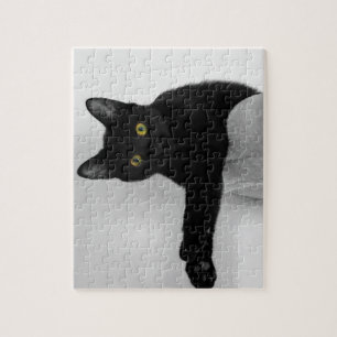 Svart katt på soffan pussel